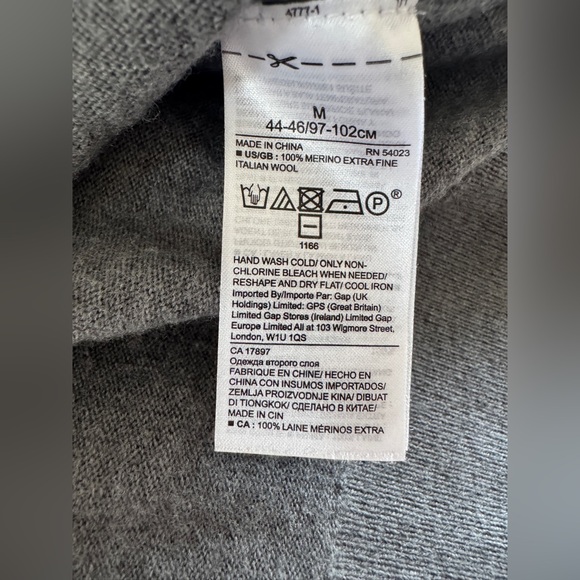 Banana Republic x Baruffa 100% Italian Merino Wool Grey Sweater Sz M Long Sleeve - Picture 6 of 9